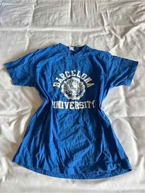 JHK Royal Blue Barcelona University Short Sleeve Graphic T-Shirt Size S